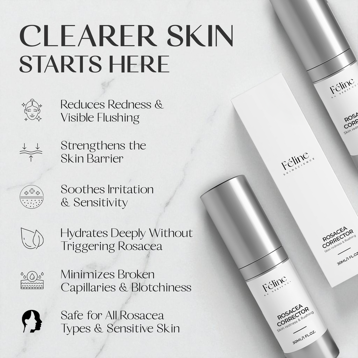 Rosacea Serum Cream for Long-Lasting Redness Control | 1+1 FREE