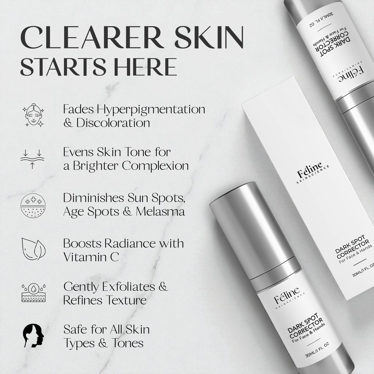 Dark Spot Corrector Serum for Fast Spot Fading & Clear Skin | 1+1 FREE